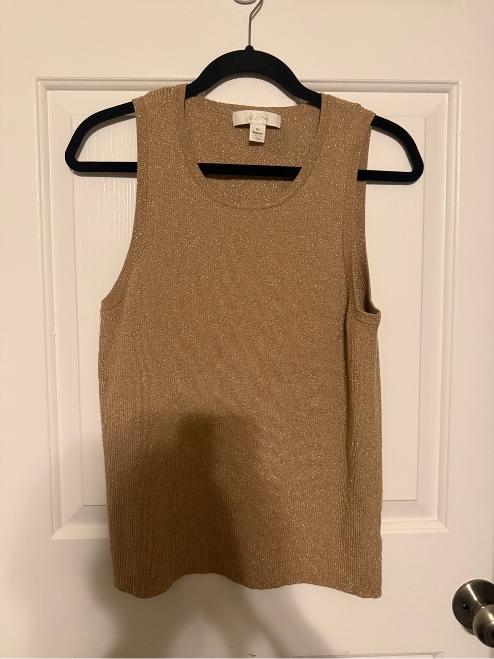 Lilly Pulitzer Gold Metallic Shimmer Knit Tank Top Sweater Vest XL